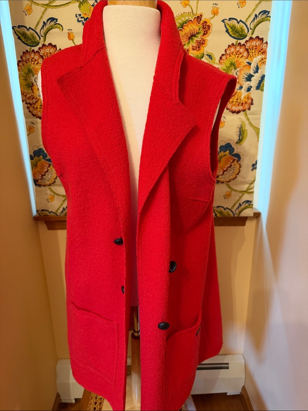 Saint James Red Sleeveless Wool-Vest Coat